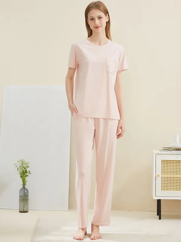 women short sleeve pink loungewear