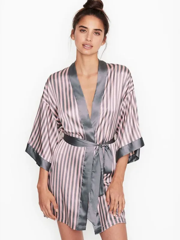 womens striped satin robe