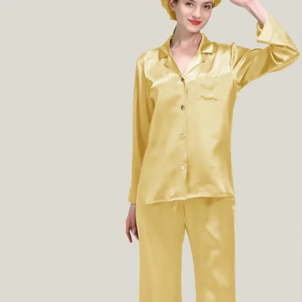 V neck 100% mms silk pajama set for women