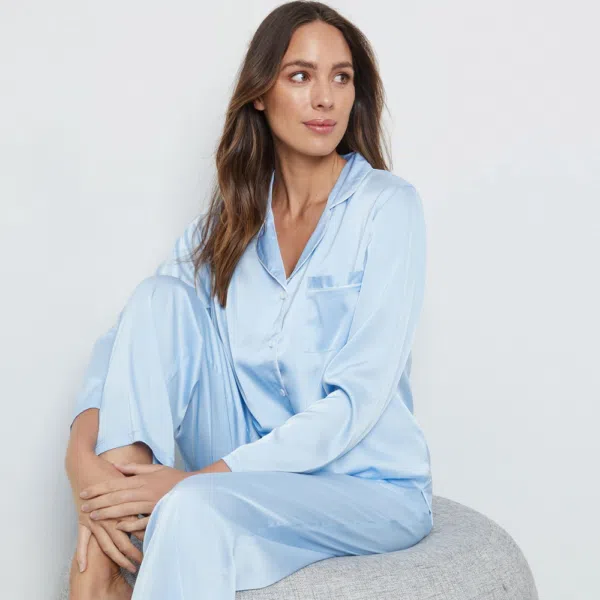Women's Light Blue Satin Pajama Set