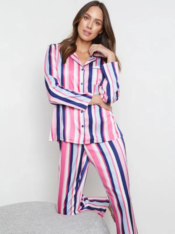 Women's Striped Satin Pajama Set