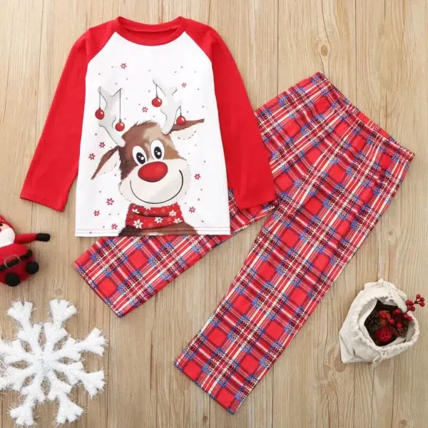 boys christmas cozy plaid pajamas set