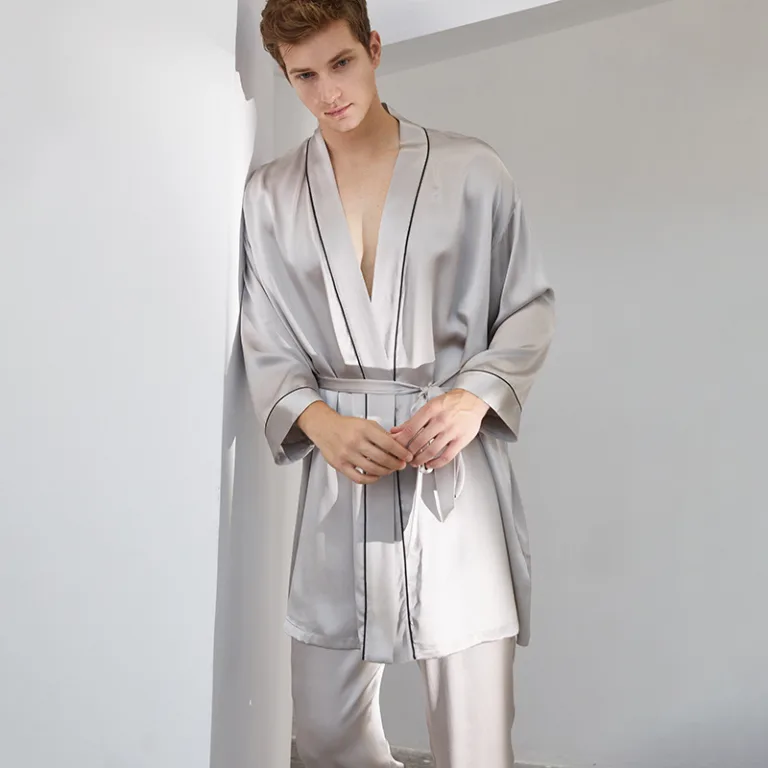 Men's Silk Nightgown Trousers Set (1)