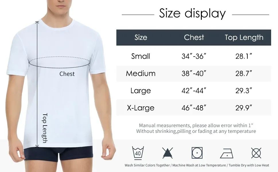men t shirt size display