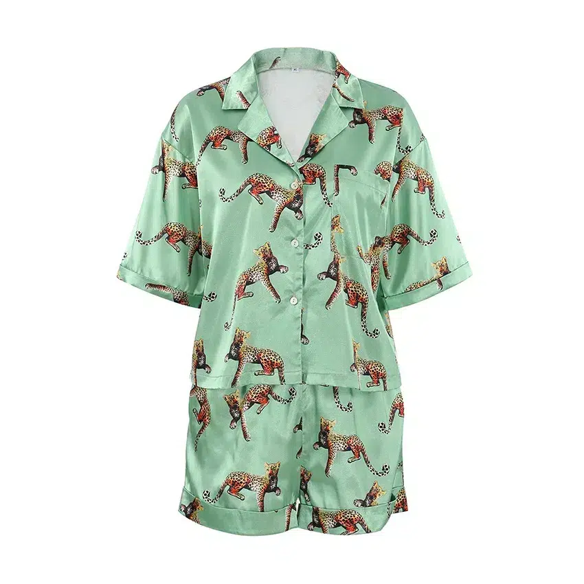 Animal pattern short sleeve women pajamas set