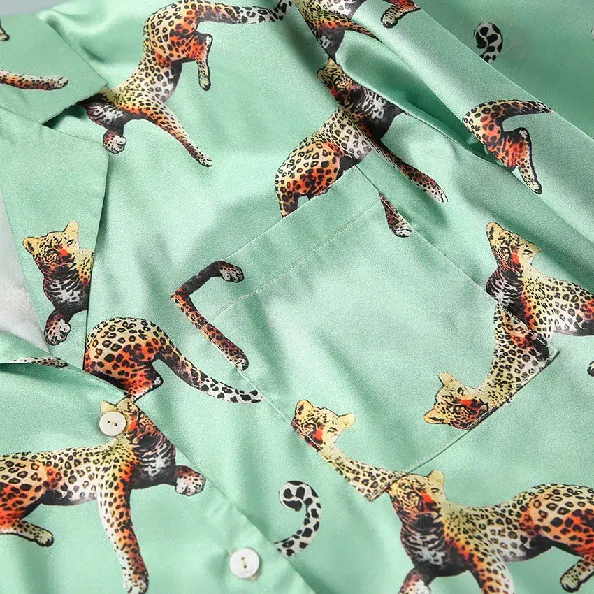 Animal print short sleeve pajamas for women
