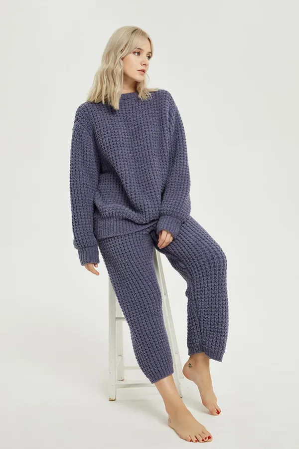 Blue gray women's Cozy knit loungewear