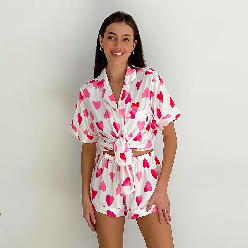 Hearts short sleeve ladies summer pyjamas