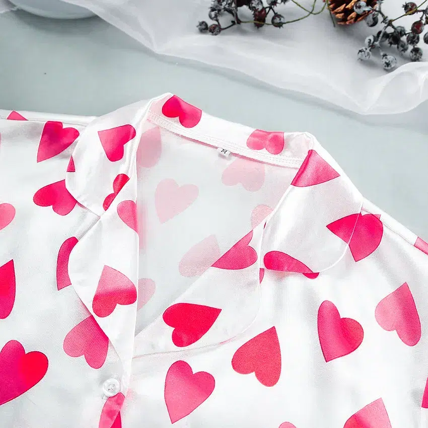 Hearts short sleeve womens pajamas set