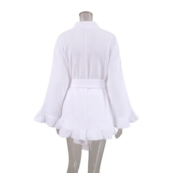 White long sleeve 100 cotton ladies robe