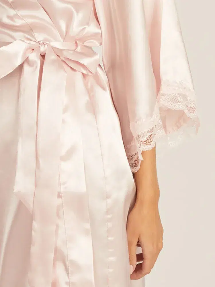 pink satin robe